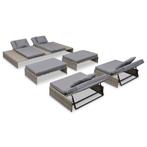 vidaXL 5-delige Loungeset met kussens poly rattan grijs, Tuin en Terras, 5 zitplaatsen, Nieuw, Loungeset, Verzenden