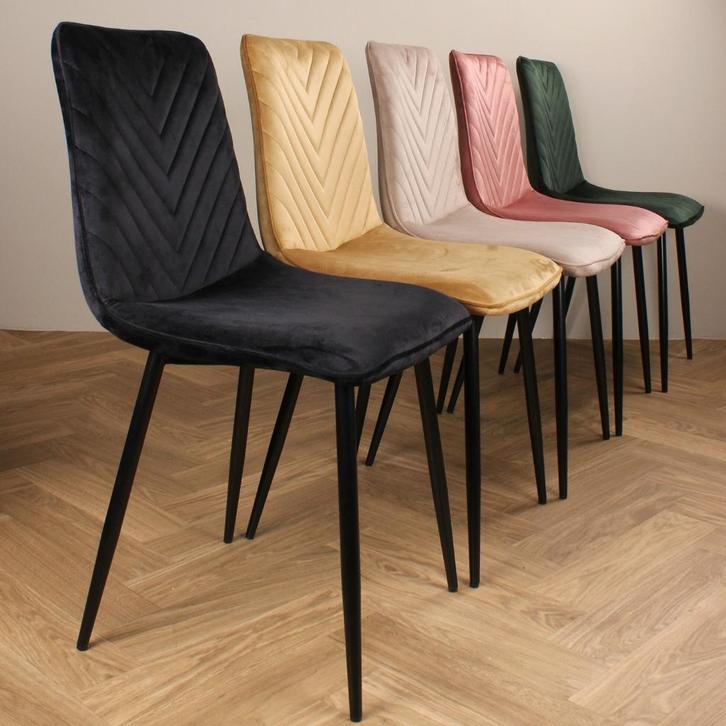 Eetkamerstoel  Velvet Zwart - Armstoel Zwart  - Stoel, Huis en Inrichting, Stoelen, Zwart, Nieuw, Ophalen of Verzenden