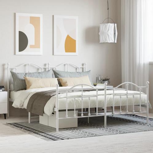 vidaXL Bedframe met hoofd- en voeteneinde metaal wit 160x200, Huis en Inrichting, Slaapkamer | Bedden, 160 cm, 200 cm, Wit, Tweepersoons