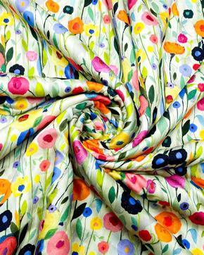 Viscose Lurex Bloemen Multicolor, Hobby en Vrije tijd, Stoffen en Lappen, Overige kleuren, Nieuw