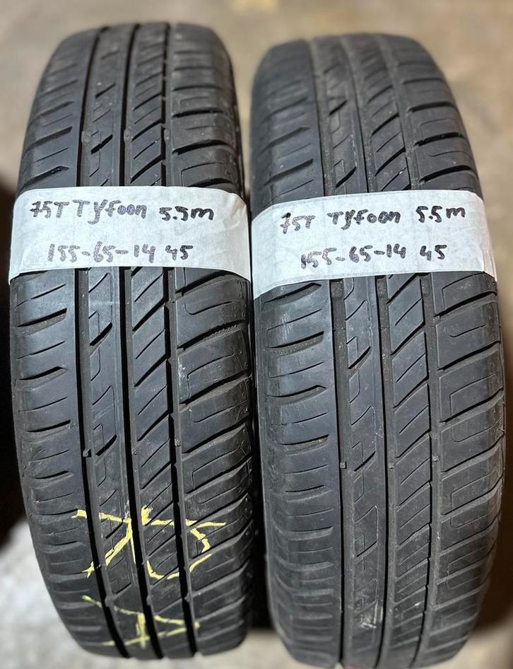 2x155-65-14 Tyfoon zomer 5.5m €45 per band 155 65 14, Auto-onderdelen, Banden en Velgen, 14 inch, Zomerbanden, 155 mm, Personenwagen