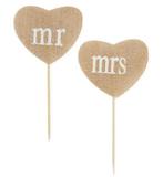 2-delige bruidstaart jute topper Mr & Mrs, Verzenden, Nieuw, Taarten, Versiering