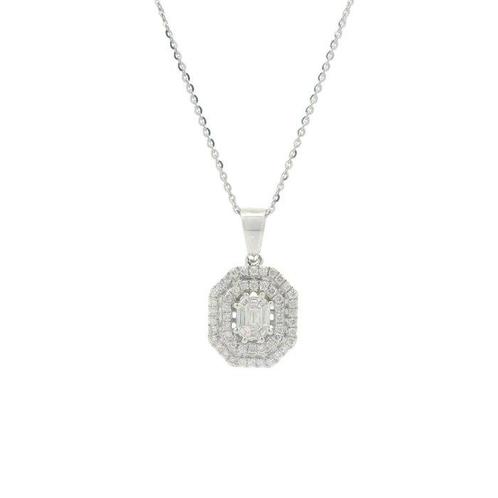 Ketting met hanger - 18 karaat Witgoud - 0.52ct. tw. Diamant, Sieraden, Tassen en Uiterlijk, Antieke sieraden