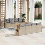 vidaXL 9-delige Loungeset met kussens poly rattan beige, Verzenden, Nieuw, Rotan, Loungeset