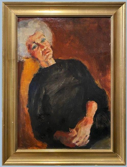 École Expressioniste (XX) - Portrait au Fauteuil, Antiek en Kunst, Kunst | Schilderijen | Klassiek