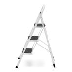 Huishoudtrap 3 treden - stalen ladder - opvouwbaar - wit..., Ophalen of Verzenden, Nieuw