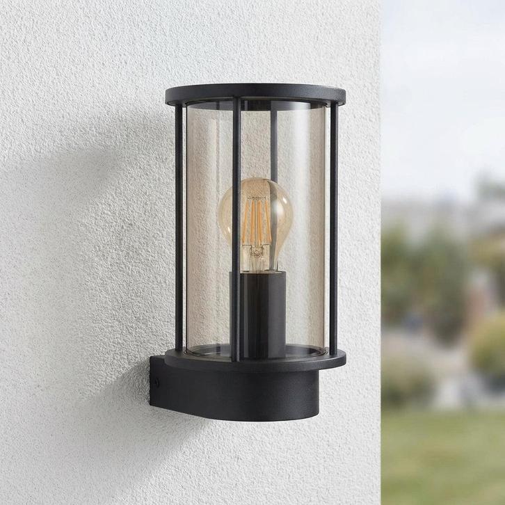 Buiten Wandlamp rond | Zwart | E27 fitting | Gracey, Huis en Inrichting, Lampen | Wandlampen, Nieuw, Metaal, Ophalen of Verzenden