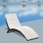 vidaXL Ligbed inklapbaar met kussen poly rattan bruin, Tuin en Terras, Ligbedden, Verzenden, Nieuw