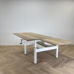 Gispen duo slingerbureau, 160x80 cm, natuur eiken - wit, Huis en Inrichting, Bureaus, Ophalen of Verzenden, Gebruikt, Bureau