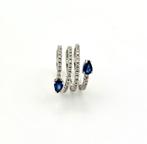 Ring - 18 karaat Witgoud - 0.85ct. tw. Saffier - Diamant, Nieuw