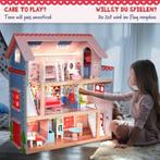 Houten Poppenhuis - 76 x 30 x 82 cm - Incl. meubels, Verzenden, Nieuw