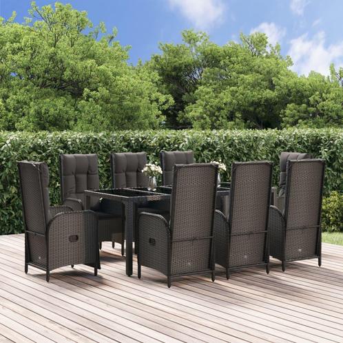 vidaXL 9-delige Tuinset poly rattan zwart, Tuin en Terras, Tuinsets en Loungesets, Tuinset, Nieuw, Rotan, Verzenden