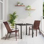 vidaXL Tuin Eetset 3 pcs Bruin Textilene en staal, Verzenden, Nieuw, Textileen
