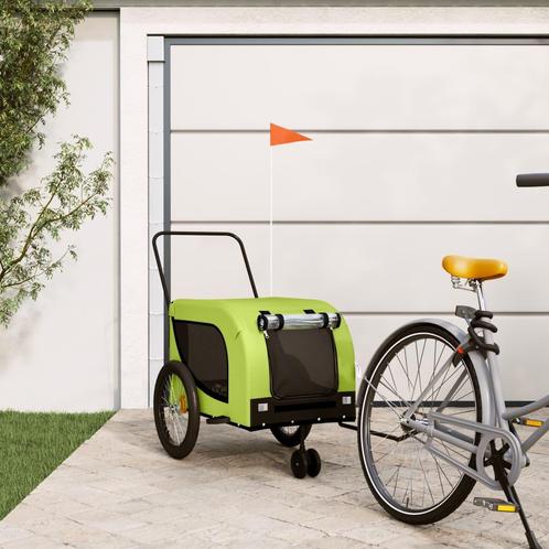 vidaXL Hondenfietstrailer oxford stof en ijzer groen en, Dieren en Toebehoren, Overige Dieren-accessoires, Nieuw, Verzenden