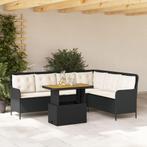 vidaXL 2-delige Loungeset met kussens poly rattan zwart, Tuin en Terras, Tuinsets en Loungesets, Verzenden, Nieuw, Rotan, Loungeset