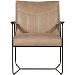 Taupe leren industriële fauteuil Right - Vintage Leer Taupe, Nieuw, Ophalen of Verzenden, 50 tot 75 cm, Industrieel, Modern, Retro