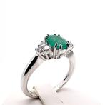Ring - 18 karaat Witgoud Smaragd - Diamant, Sieraden, Tassen en Uiterlijk, Ringen, Nieuw