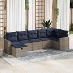 vidaXL 7-delige Loungeset met kussens poly rattan grijs, Tuin en Terras, Nieuw, Loungeset, 7 zitplaatsen, Verzenden
