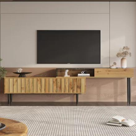 TV-Meubel 180 cm – Marmerlook Houtnerf met IJzeren Poten, Huis en Inrichting, Kasten | Televisiemeubels, Nieuw, Verzenden