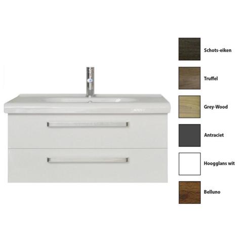 Badkamermeubelset Sanicare Q9 2 Laden 100cm Truffel (spiegel, Doe-het-zelf en Verbouw, Sanitair, Bad, Nieuw, Chroom, Ophalen of Verzenden