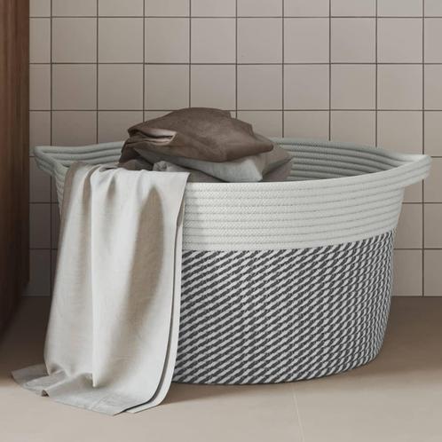 vidaXL Opbergmand Ø 40x25 cm katoen grijs en wit, Huis en Inrichting, Woonaccessoires | Schalen en Manden, Nieuw, Verzenden