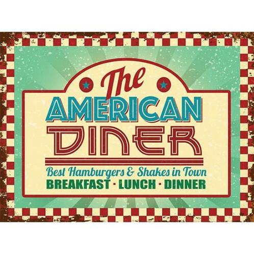 Retro metalen plaatje American Diner - Metalen wand plaatjes, Hobby en Vrije tijd, Feestartikelen, Ophalen of Verzenden