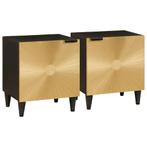 vidaXL Nachtkastje 2 pcs Zwart en Goud 40 x 33.5 x 46 cm, Huis en Inrichting, Slaapkamer | Nachtkastjes, Minder dan 45 cm, Verzenden