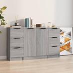 vidaXL Dressoirs 3 st bewerkt hout grijs sonoma eikenkleurig, Huis en Inrichting, Kasten | Dressoirs, Verzenden, Nieuw, 50 tot 100 cm