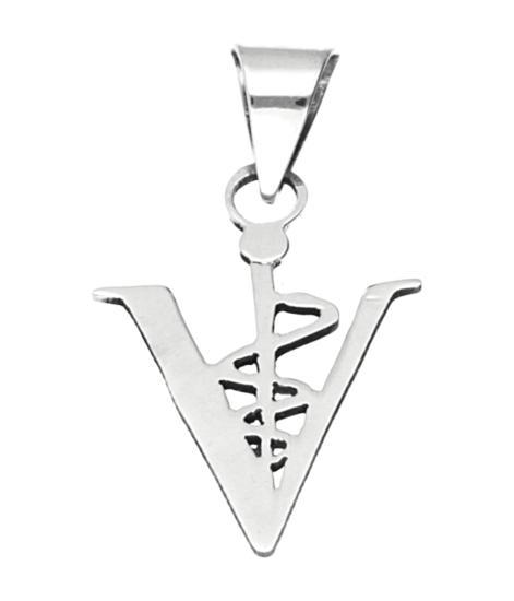 Zilveren Esculaap vlak kettinghanger, Sieraden, Tassen en Uiterlijk, Kettinghangers, Verzenden