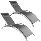 2 ligbedden van aluminium, 5-voudig verstelbaar - grijs, Tuin en Terras, Tuinsets en Loungesets, Verzenden, Nieuw
