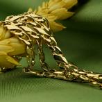 Gouden gourmet/infinity schakel ketting | 52 cm, Sieraden, Tassen en Uiterlijk, Kettingen, Ophalen of Verzenden, Gebruikt, Overige kleuren