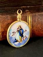 18 karaat - Geel goud - Medaillon - Devotiehanger -, Antiek en Kunst