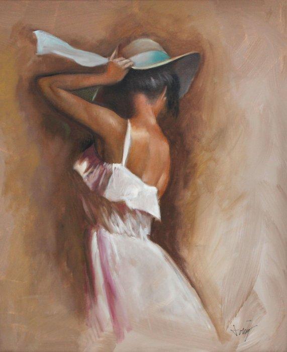 Domingo Alvarez Gomez (1942) - Elegancia discreta, Antiek en Kunst, Kunst | Schilderijen | Klassiek