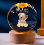 3D kristallen bol lamp - USB oplaadbaar - Beer, Verzenden, Nieuw, Glas, Vogel