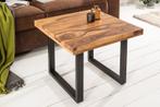Massief houten salontafel IRON CRAFT 60cm Sheesham, Huis en Inrichting, Tafels | Salontafels, Ophalen of Verzenden, Nieuw