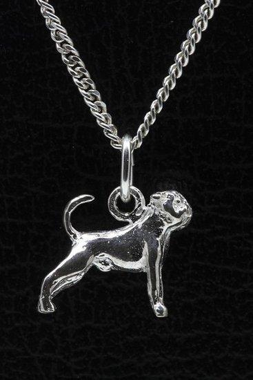 Zilveren Brabancon petit met staart ketting hanger - klein, Sieraden, Tassen en Uiterlijk, Kettinghangers, Verzenden