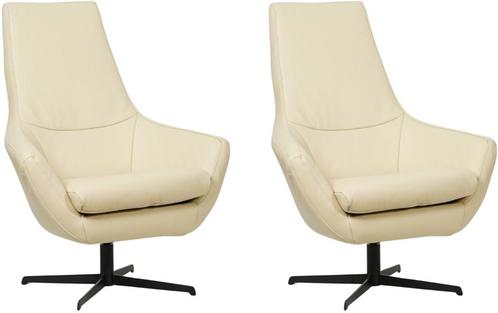 Crème leren moderne draaistoels - Toledo Leer Polar (crème, Huis en Inrichting, Fauteuils, 75 tot 100 cm, 75 tot 100 cm, Nieuw