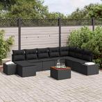 vidaXL Tuin Sofa Set 9 pcs Zwart, Tuin en Terras, Verzenden, Nieuw, Rotan