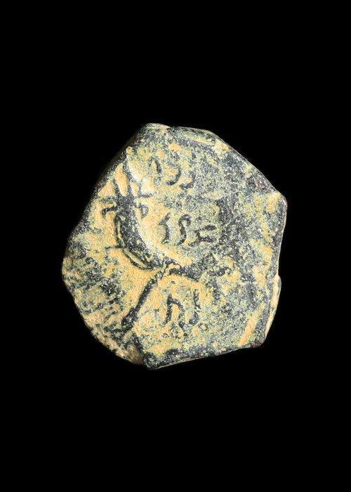Nabataean Brons Prutah van Aretas IV en Shaqilat (Zonder, Antiek en Kunst, Antiek | Overige Antiek