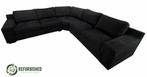 Refurbished 6-zits hoekbank zwart 6 mnd garantie!, Huis en Inrichting, Banken | Bankstellen, Hoekbank, 300 cm of meer, Zo goed als nieuw