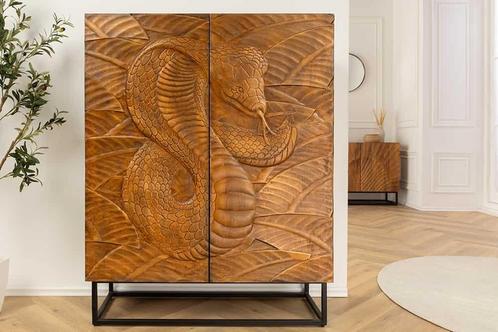 Highboard SNAKE 120cm brown mango wood - 45634, Huis en Inrichting, Kasten | Dressoirs, Ophalen of Verzenden