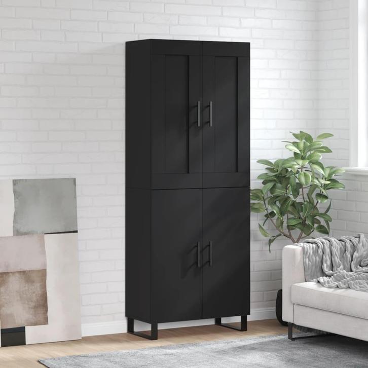 vidaXL buffetkast 69,5x34x180 cm bewerkt hout zwart, Huis en Inrichting, Kasten | Buffetkasten, 50 tot 75 cm, Nieuw, Overige houtsoorten