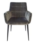 PTMD Flair Stoelen 60,5x61,5x85,5cm Fluweel/Metaal Grijs, Ophalen of Verzenden, Nieuw