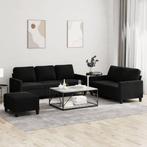vidaXL 3-delige Loungeset met kussens fluweel zwart, Huis en Inrichting, Banken | Bankstellen, Verzenden, Nieuw, Vierpersoons of meer