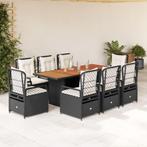vidaXL 9-delige Tuinset poly rattan zwart, Nieuw, 8 zitplaatsen, Tuinset, Verzenden