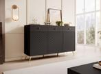 Meubella Dressoir Tadeo zwart goud 150 cm, Huis en Inrichting, Kasten | Dressoirs, Verzenden, 150 tot 200 cm, Nieuw, Modern
