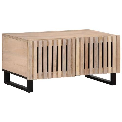 vidaXL Salontafel 80x51x40 cm massief mangohout wit, Huis en Inrichting, Tafels | Salontafels, 50 tot 100 cm, Nieuw, Overige houtsoorten