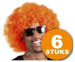 Oranje Pruik | 6 stuks Oranje Feestpruik Afro |, Hobby en Vrije tijd, Feestartikelen, Nieuw, Verzenden