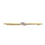 Gouden broche met zirconia (veer broche, parel), Sieraden, Tassen en Uiterlijk, Broches, Gebruikt, Overige kleuren, Ophalen of Verzenden