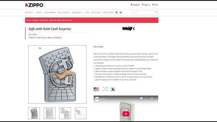 Zippo 2008 suprise bank safe vault -caveau gold cash -, Verzamelen, Rookartikelen, Aanstekers en Luciferdoosjes